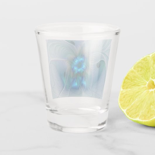 Permanente Ovations, Abstract Blue Turquoise Fract Shot Glas (Achterkant)