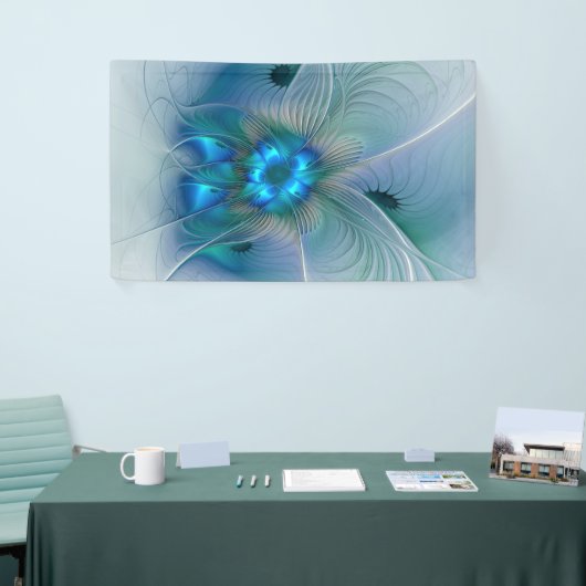 Permanente Ovations, Abstract Blue Turquoise Fract Spandoek (Beurs)