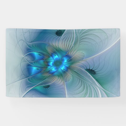 Permanente Ovations, Abstract Blue Turquoise Fract Spandoek (Horizontaal)