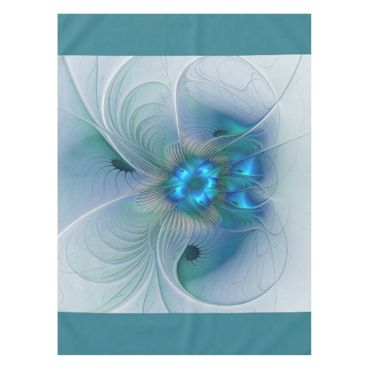 Permanente Ovations, Abstract Blue Turquoise Fract Tafelkleed (Voorkant)