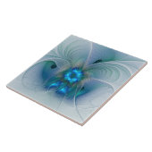 Permanente Ovations, Abstract Blue Turquoise Fract Tegeltje (Zijkant)