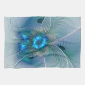 Permanente Ovations, Abstract Blue Turquoise Fract Theedoek (Horizontaal)