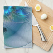 Permanente Ovations, Abstract Blue Turquoise Fract Theedoek (Quarter Fold)