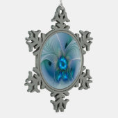 Permanente Ovations, Abstract Blue Turquoise Fract Tin Sneeuwvlok Ornament (Links)