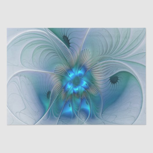 Permanente Ovations, Abstract Blue Turquoise Fract Tissuepapier (Voorkant)