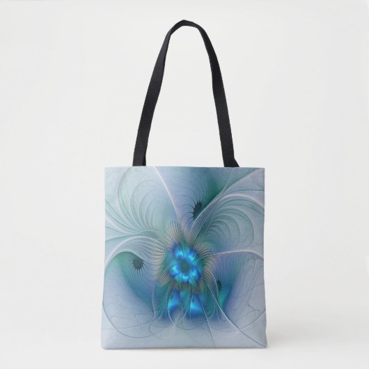 Permanente Ovations, Abstract Blue Turquoise Fract Tote Bag (Voorkant)