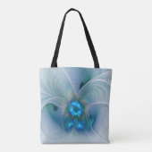 Permanente Ovations, Abstract Blue Turquoise Fract Tote Bag (Achterkant)