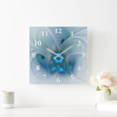 Permanente Ovations, Abstract Blue Turquoise Fract Vierkante Klok (Huis)