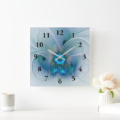 Permanente Ovations, Abstract Blue Turquoise Fract Vierkante Klok (Huis)