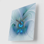 Permanente Ovations, Abstract Blue Turquoise Fract Vierkante Klok (Hoek)
