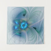 Permanente Ovations, Abstract Blue Turquoise Fract Wandkleed (Voorkant (horizontaal))
