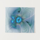 Permanente Ovations, Abstract Blue Turquoise Fract Wandkleed (Voorkant (horizontaal))
