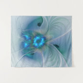 Permanente Ovations, Abstract Blue Turquoise Fract Wandkleed (Voorkant (horizontaal))