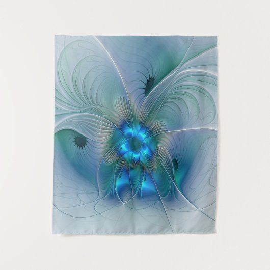 Permanente Ovations, Abstract Blue Turquoise Fract Wandkleed (Voorkant)