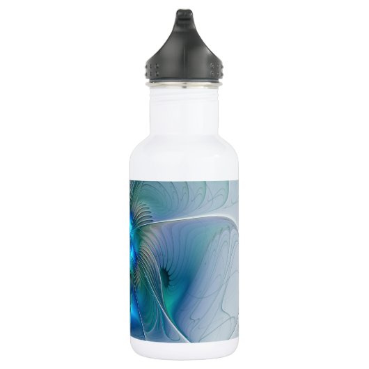 Permanente Ovations, Abstract Blue Turquoise Fract Waterfles (Rechts)