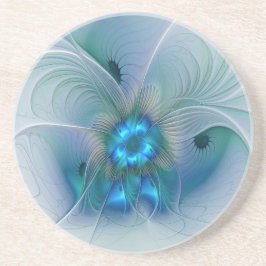 Permanente Ovations, Abstract Blue Turquoise Fract Zandsteen Onderzetter