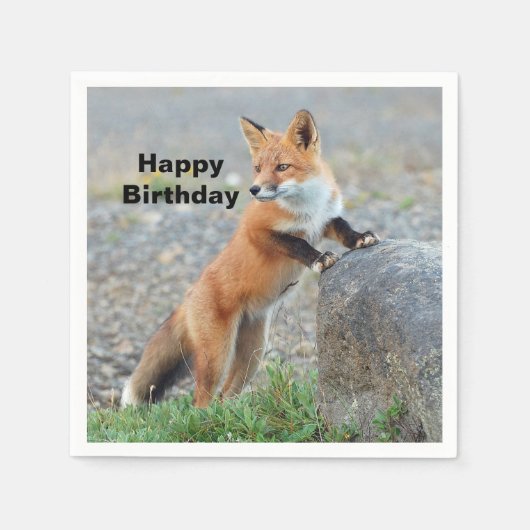 Permanente Red Fox Birthday Servet (Voorkant)