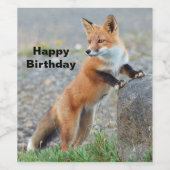 Permanente Red Fox Birthday Wijn Etiket (Enkel label)