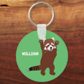 Permanente Red Panda Aangepast, aangepast groen Sleutelhanger (Voorkant)