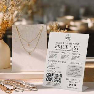 Permanente sieraden Weergave Prijslijst QR code Me Reclamebord Met Voetstuk