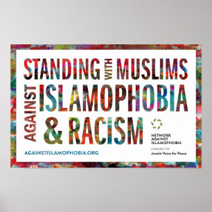 Permanente w/ moslims tegen islamofobie en racisme poster