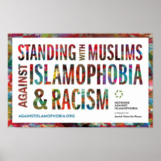 Permanente w/ moslims tegen islamofobie en racisme poster