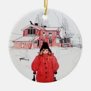 Permanente wintersneeuw keramisch ornament