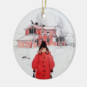 Permanente wintersneeuw keramisch ornament (Links)