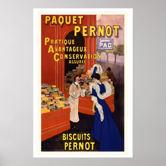 Pernot Biscuits Verpakkings Franse Cookies Reclame Poster (Voorkant)