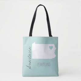Pernsylvania state map personaliseert naam tote bag