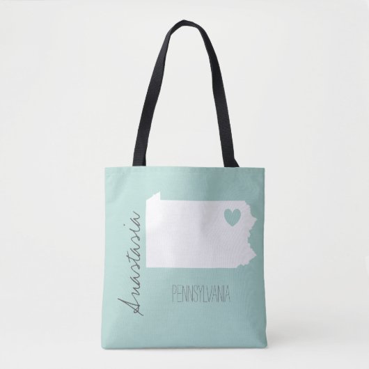 Pernsylvania state map personaliseert naam tote bag (Voorkant)
