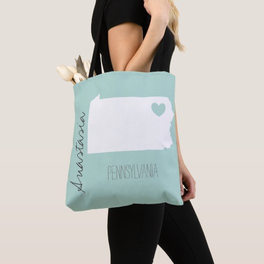 Pernsylvania state map personaliseert naam tote bag (Dichtbij)
