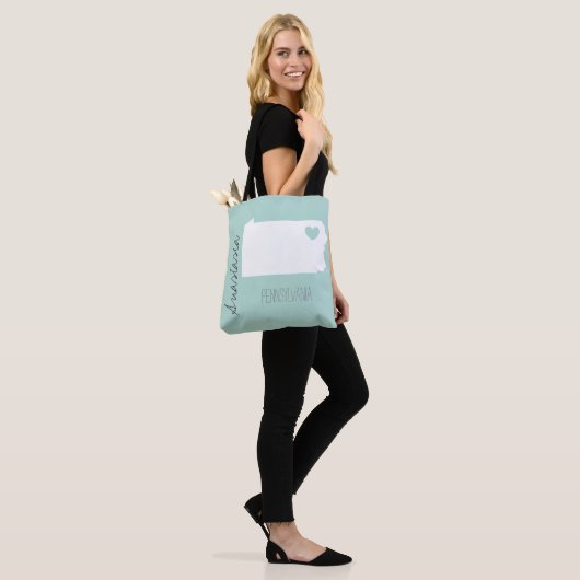 Pernsylvania state map personaliseert naam tote bag (Op model)