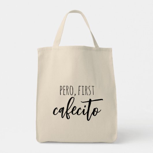 Pero First Cafecito Funny Spain Coffee Quote Tote Bag (Achterkant)