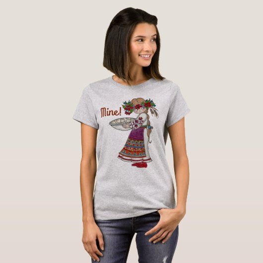 Perogie Pierogie Pyrohy Girl Oekraïense Folk Art T-shirt (Voorkant volledig)