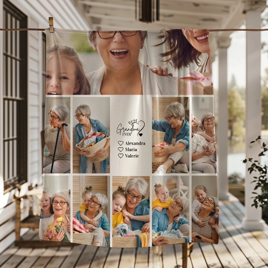 Peronalized 10 Photo Best Grandma Ever Minimalist Fleece Deken