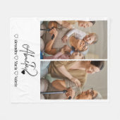 Peronalized 2 Photo  Abuela Minimalist Line Art Fleece Deken (Voorkant (Horizontaal))