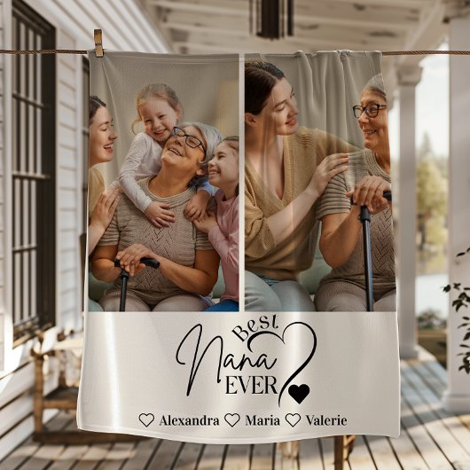 Peronalized 2 Photo  Best Nana Ever Minimalist Fleece Deken