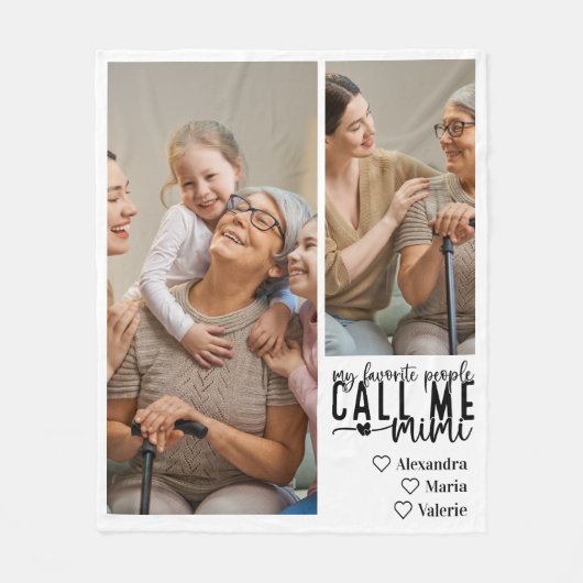Peronalized 2 Photo Mimi Gift Fleece Deken (Voorkant)