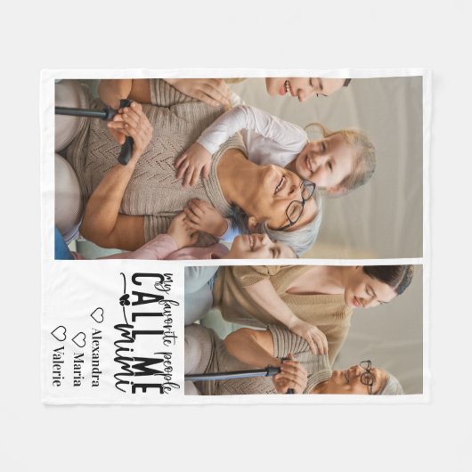 Peronalized 2 Photo Mimi Gift Fleece Deken (Voorkant (Horizontaal))