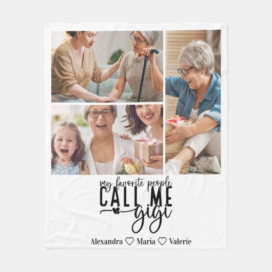 Peronalized 3 Photo Gigi Gift Fleece Deken (Voorkant)