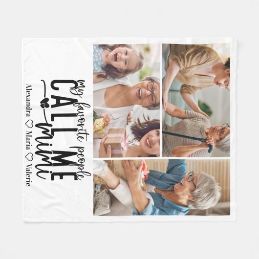 Peronalized 3 Photo Mimi Gift Fleece Deken (Voorkant (Horizontaal))