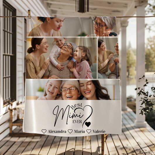 Peronalized 4 Photo Best Mimi Ever Minimalis Fleece Deken