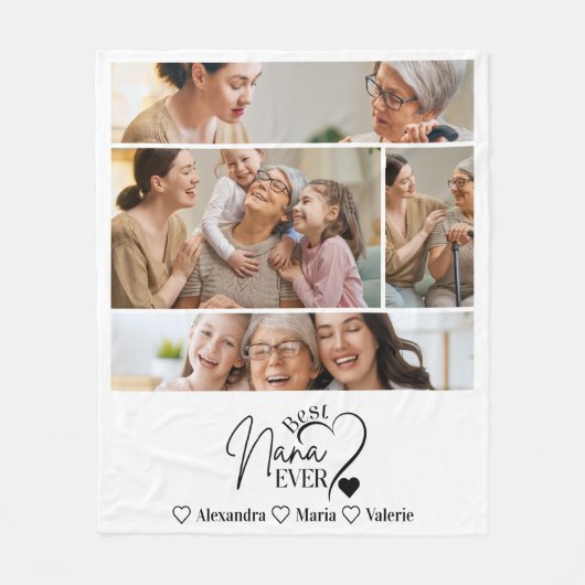 Peronalized 4 Photo Best Nana Ever Minimalis Fleece Deken (Voorkant)