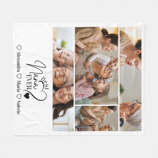Peronalized 4 Photo Best Nana Ever Minimalis Fleece Deken (Voorkant (Horizontaal))