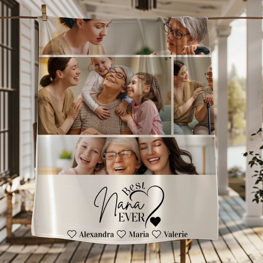 Peronalized 4 Photo Best Nana Ever Minimalis Fleece Deken
