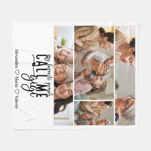 Peronalized 4 Photo Gigi Gift Fleece Deken (Voorkant (Horizontaal))