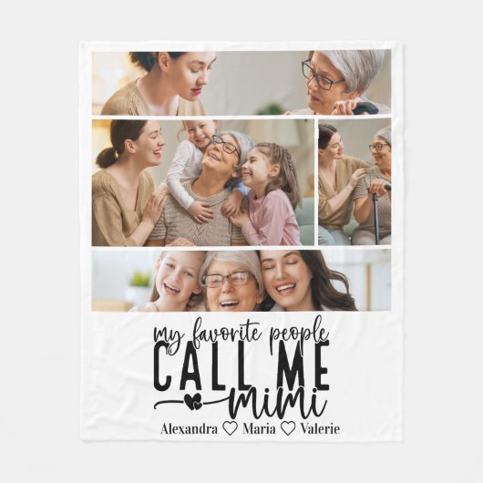 Peronalized 4 Photo Mimi Gift Fleece Deken (Voorkant)