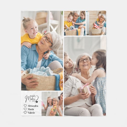 Peronalized 5 Photo Best Mimi Ever Minimalist Fleece Deken (Voorkant)