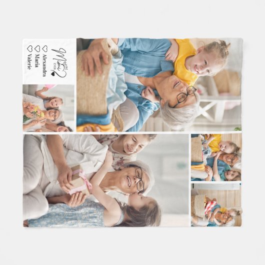 Peronalized 5 Photo Best Mimi Ever Minimalist Fleece Deken (Voorkant (Horizontaal))